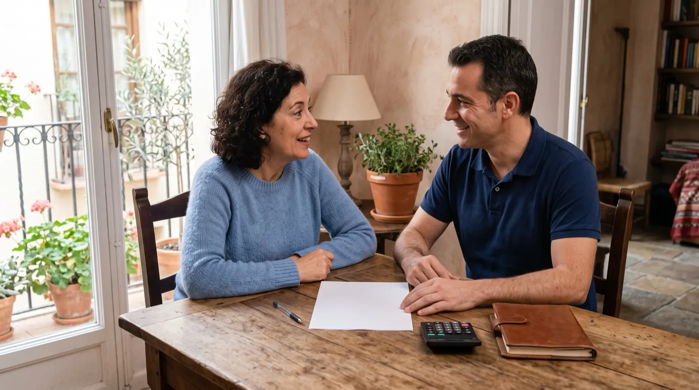 Propietario revisa un acuerdo relacionado con el ahorro energético